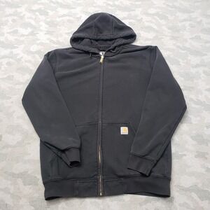Carhartt Sweatshirt Mens Medium Black Loose Fit Full Zip Hoodie Workwear Outdoor